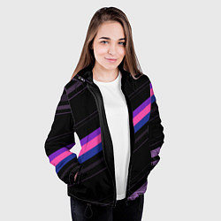 Куртка с капюшоном женская Неоновые полосы, цвет: 3D-черный — фото 2