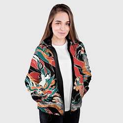 Куртка с капюшоном женская Дракон контрасты, цвет: 3D-черный — фото 2