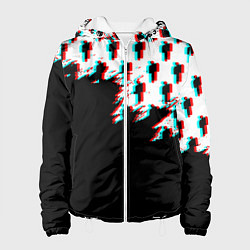 Куртка с капюшоном женская Billie Eilish pattern glitch, цвет: 3D-белый