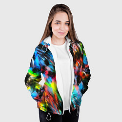 Куртка с капюшоном женская Цветные краски абстракция, цвет: 3D-белый — фото 2