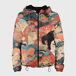 Женская куртка Японский орнамент с девушкой