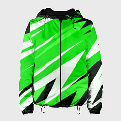 Куртка с капюшоном женская Geometry stripes green, цвет: 3D-черный