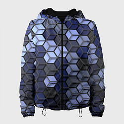 Куртка с капюшоном женская Серо синие соты, цвет: 3D-черный