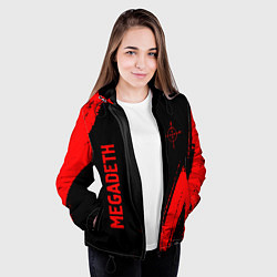 Куртка с капюшоном женская Megadeth - red gradient вертикально, цвет: 3D-черный — фото 2