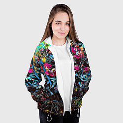 Куртка с капюшоном женская Цветы за забором, цвет: 3D-белый — фото 2