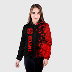 Куртка с капюшоном женская Inter - red gradient по-вертикали, цвет: 3D-черный — фото 2
