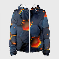 Куртка с капюшоном женская Шестигранники с подсветкой, цвет: 3D-белый