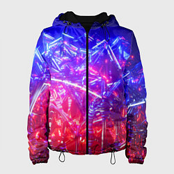 Куртка с капюшоном женская Неоновая геометрическая абстракция, цвет: 3D-черный