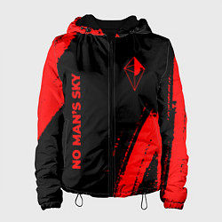 Куртка с капюшоном женская No Mans Sky - red gradient вертикально, цвет: 3D-черный