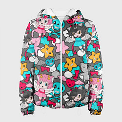 Куртка с капюшоном женская Каракули каваи, цвет: 3D-белый