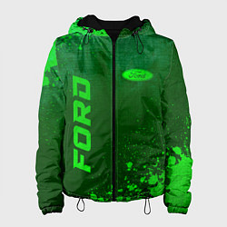 Куртка с капюшоном женская Ford - green gradient вертикально, цвет: 3D-черный