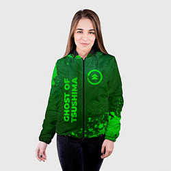 Куртка с капюшоном женская Ghost of Tsushima - green gradient вертикально, цвет: 3D-черный — фото 2
