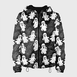 Куртка с капюшоном женская Паттерн с призраками, цвет: 3D-черный