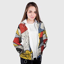 Куртка с капюшоном женская Поп-арт яркая абстракция, цвет: 3D-белый — фото 2