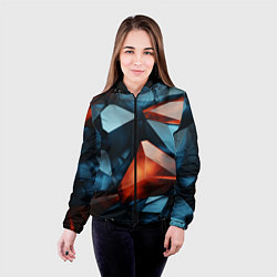 Куртка с капюшоном женская Синие и янтарные камни, цвет: 3D-черный — фото 2