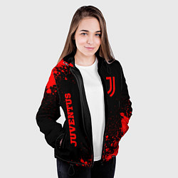 Куртка с капюшоном женская Juventus - red gradient вертикально, цвет: 3D-черный — фото 2