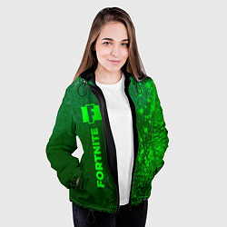 Куртка с капюшоном женская Fortnite - green gradient по-вертикали, цвет: 3D-черный — фото 2