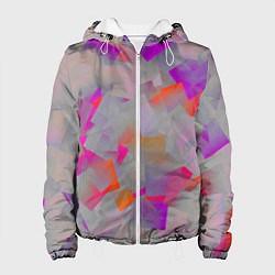 Куртка с капюшоном женская Розово-фиолетовые осколки, цвет: 3D-белый