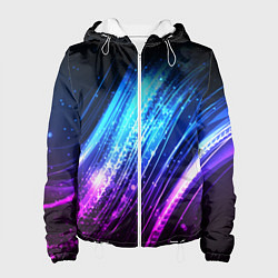 Куртка с капюшоном женская Неоновые звёзды текстура, цвет: 3D-белый