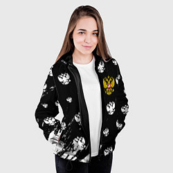 Куртка с капюшоном женская Герб РФ паттерн, цвет: 3D-черный — фото 2