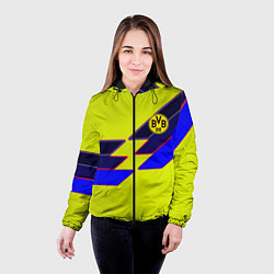 Куртка с капюшоном женская Боруссиа текстура спорт, цвет: 3D-черный — фото 2