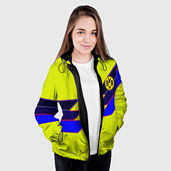 Куртка с капюшоном женская Боруссиа текстура спорт, цвет: 3D-черный — фото 2