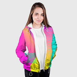 Куртка с капюшоном женская Неоновая геометрия градиент, цвет: 3D-белый — фото 2