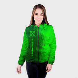 Куртка с капюшоном женская CreepyPasta - green gradient по-вертикали, цвет: 3D-черный — фото 2