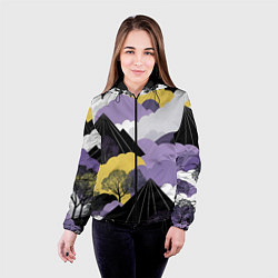 Куртка с капюшоном женская Япония горы, цвет: 3D-черный — фото 2