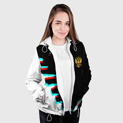 Куртка с капюшоном женская Герб текстура глитч, цвет: 3D-белый — фото 2
