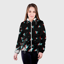 Куртка с капюшоном женская Linkin park glitch patern, цвет: 3D-белый — фото 2