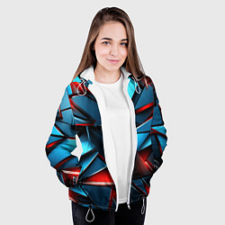 Куртка с капюшоном женская Геометрические осколки, цвет: 3D-белый — фото 2