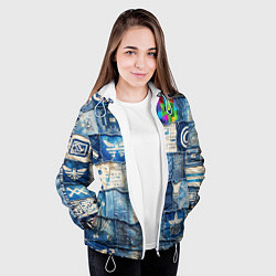 Куртка с капюшоном женская Пэчворк с игровыми значками, цвет: 3D-белый — фото 2