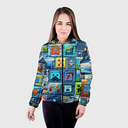 Куртка с капюшоном женская Minecraft на пэчворк дениме, цвет: 3D-черный — фото 2