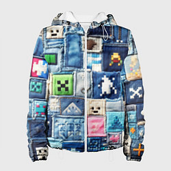 Женская куртка Minecraft на пэчворк джинсах