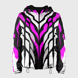 Женская куртка Агрессивные чёрно-розовые полосы на белом фоне