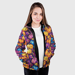 Куртка с капюшоном женская Тыквенный урожай, цвет: 3D-черный — фото 2