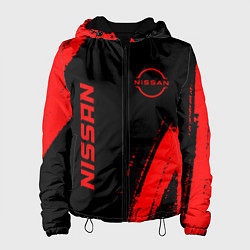 Куртка с капюшоном женская Nissan - red gradient вертикально, цвет: 3D-черный