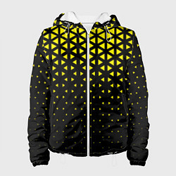 Куртка с капюшоном женская Геометрический градиент - чёрно-жёлтый, цвет: 3D-белый