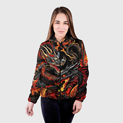 Куртка с капюшоном женская Огненные драконы в стиле тату ирезуми на черном, цвет: 3D-черный — фото 2