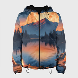 Куртка с капюшоном женская Костер на берегу озера, цвет: 3D-черный