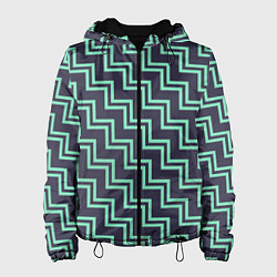 Куртка с капюшоном женская Мятные зигзаги, цвет: 3D-черный