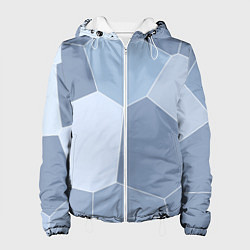 Куртка с капюшоном женская Стальной голубой крупная мозаика, цвет: 3D-белый