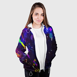 Куртка с капюшоном женская Космическая геометрия, цвет: 3D-белый — фото 2