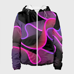 Куртка с капюшоном женская Линейная геометрия, цвет: 3D-белый