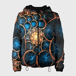 Куртка с капюшоном женская Оптическая абстракция круги, цвет: 3D-черный