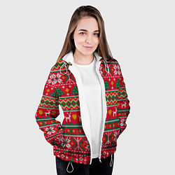 Куртка с капюшоном женская Текстура свитерной вязки новогодняя, цвет: 3D-белый — фото 2