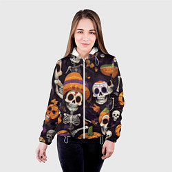 Куртка с капюшоном женская Страшилки хэллоуин, цвет: 3D-белый — фото 2