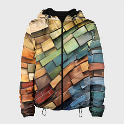 Куртка с капюшоном женская Волнистая мозаика, цвет: 3D-черный