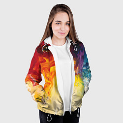 Куртка с капюшоном женская Подтеки масляных красок, цвет: 3D-белый — фото 2
